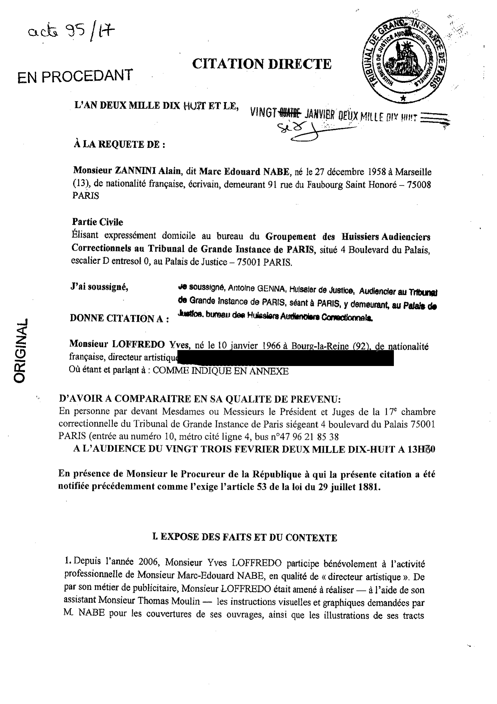 Nabe Contre Attaque Citation Directe Contre Loffredo Nabe S News