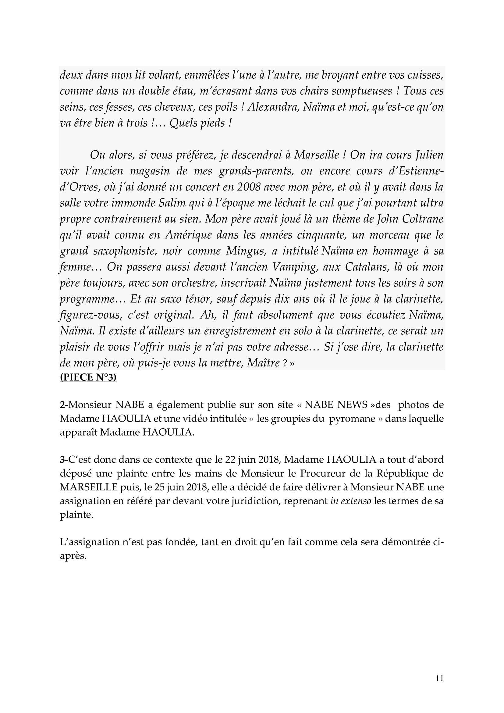 Conclusions de Maître Croizet – Nabe's News